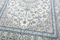 Close-up detail of 2000s Nain rug from Iran / Persia showing Wool weave