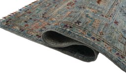 Close-up detail of New Samarkand rug from Pakistan showing Wool weave