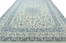 Surface texture of New Nain rug with natural Wool and intricate pattern