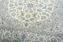 Close-up detail of 2000s Nain rug from Iran / Persia showing Wool weave