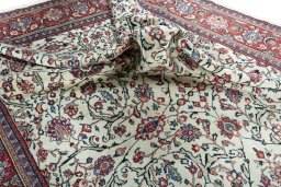 Surface texture of 1970s Sarough rug with natural Wool and intricate pattern