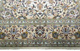 Full view of 2000s Kashan rug from Iran / Persia, 300 × 200 cm in Beige tones