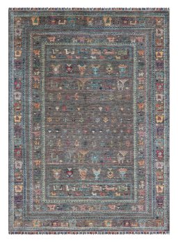 Full view of New Samarkand rug from Pakistan, 230 × 170 cm in Gray tones