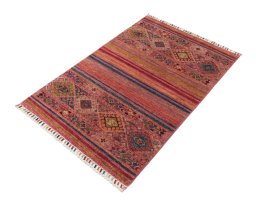 Close-up detail of New Samarkand rug from Pakistan showing Wool weave