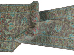Full view of New Farahan rug from Pakistan, 199 × 81 cm in Brown tones