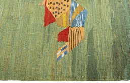 Close-up detail of New Kilim Dastan rug from Turkey showing Wool weave