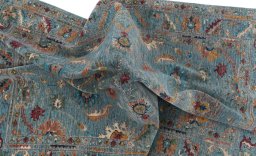 Full view of New Farahan rug from Pakistan, 200 × 143 cm in Blue tones