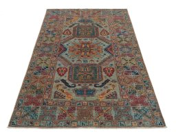 Surface texture of New Kazak rug with natural Wool and intricate pattern