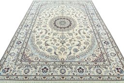 Surface texture of New Nain rug with natural Wool and intricate pattern