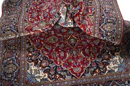 Surface texture of New Kashan rug with natural Cork and intricate pattern