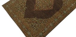 Backside of handmade New Farahan rug showing knot structure and weave density