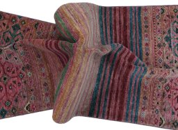 Full view of New Samarkand rug from Pakistan, 206 × 77 cm in Red tones
