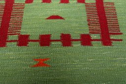 Backside of handmade New Kilim Sofre rug showing knot structure and weave density