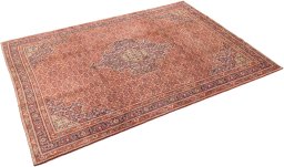 Corner detail of 2000s Bijar rug showing border pattern and Wool pile