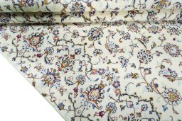 Close-up detail of New Kashan rug from Iran / Persia showing Wool weave