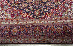 Full view of 2000s Kashan rug from Iran / Persia, 408 × 298 cm in Blue tones