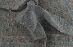 Full view of New Samarkand rug from Pakistan, 292 × 208 cm in Gray tones