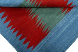 Full view of New Kilim Sofre rug from Turkey, 97 × 92 cm in Multi Color tones
