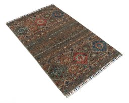 Corner detail of New Samarkand rug showing border pattern and Wool pile
