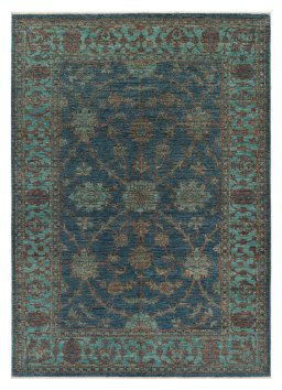 Full view of New Farahan rug from Pakistan, 203 × 147 cm in Blue tones