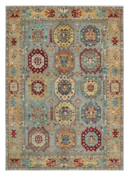 Full view of New Farahan rug from Pakistan, 207 × 148 cm in Beige tones