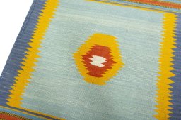 Surface texture of New Kilim Sofre rug with natural Wool and intricate pattern