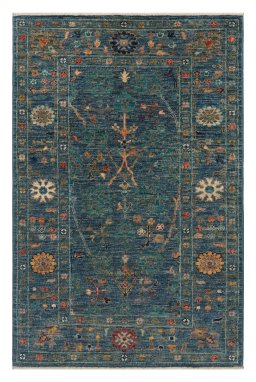 Full view of New Farahan rug from Pakistan, 120 × 79 cm in Blue tones