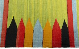 Close-up detail of New Kilim Sofre rug from Turkey showing Wool weave