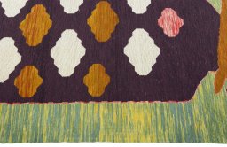Close-up detail of New Kilim Dastan rug from Turkey showing Wool weave