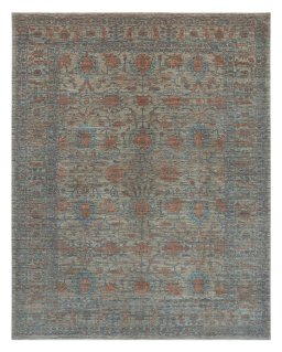 Full view of New Farahan rug from Pakistan, 369 × 277 cm in Gray tones