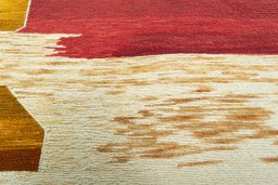 Backside of handmade New Kilim Dastan rug showing knot structure and weave density