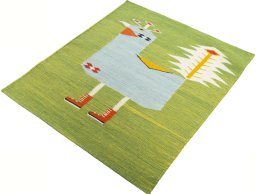 Corner detail of New Kilim Dastan rug showing border pattern and Wool pile