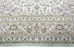 Full view of 2000s Kashan rug from Iran / Persia, 400 × 300 cm in Beige tones