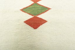 Backside of handmade New Kilim Sofre rug showing knot structure and weave density