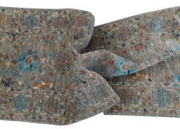 Full view of New Farahan rug from Pakistan, 238 × 78 cm in Gray tones