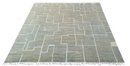 Corner detail of New Morocco rug showing border pattern and Wool pile