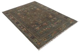 Corner detail of New Samarkand rug showing border pattern and Wool pile