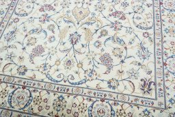 Close-up detail of 2000s Nain rug from Iran / Persia showing Wool weave