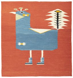 Full view of New Kilim Dastan rug from Turkey, 104 × 97 cm in Multi Color tones