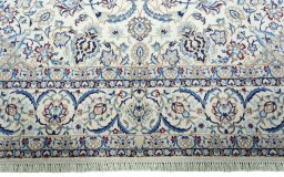 Full view of 2000s Nain rug from Iran / Persia, 323 × 211 cm in Beige tones