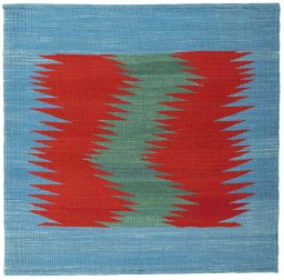 Full view of New Kilim Sofre rug from Turkey, 93 × 95 cm in Multi Color tones