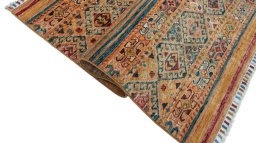 Close-up detail of New Samarkand rug from Pakistan showing Wool weave