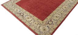 Backside of handmade New Farahan rug showing knot structure and weave density