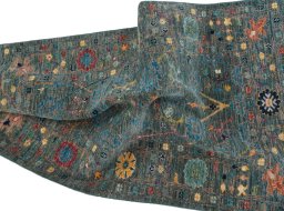 Full view of New Farahan rug from Pakistan, 125 × 81 cm in Green tones