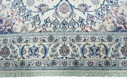 Full view of New Nain rug from Iran / Persia, 310 × 199 cm in Beige tones