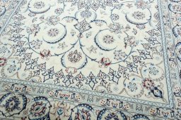 Close-up detail of 2000s Nain rug from Iran / Persia showing Wool weave