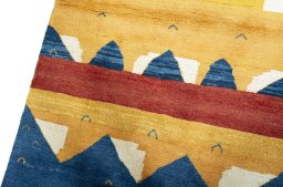 Backside of handmade 2000s Persian Gabbeh rug showing knot structure and weave density