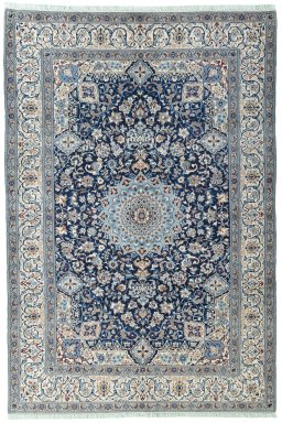 Full view of 2000s Nain rug from Iran / Persia, 316 × 212 cm in Blue tones