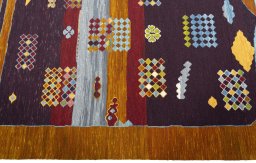 Close-up detail of Unknown Kilim Dastan rug from Turkey showing Cotton weave
