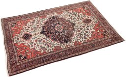 Corner detail of 1900s Farahan rug showing border pattern and Wool pile